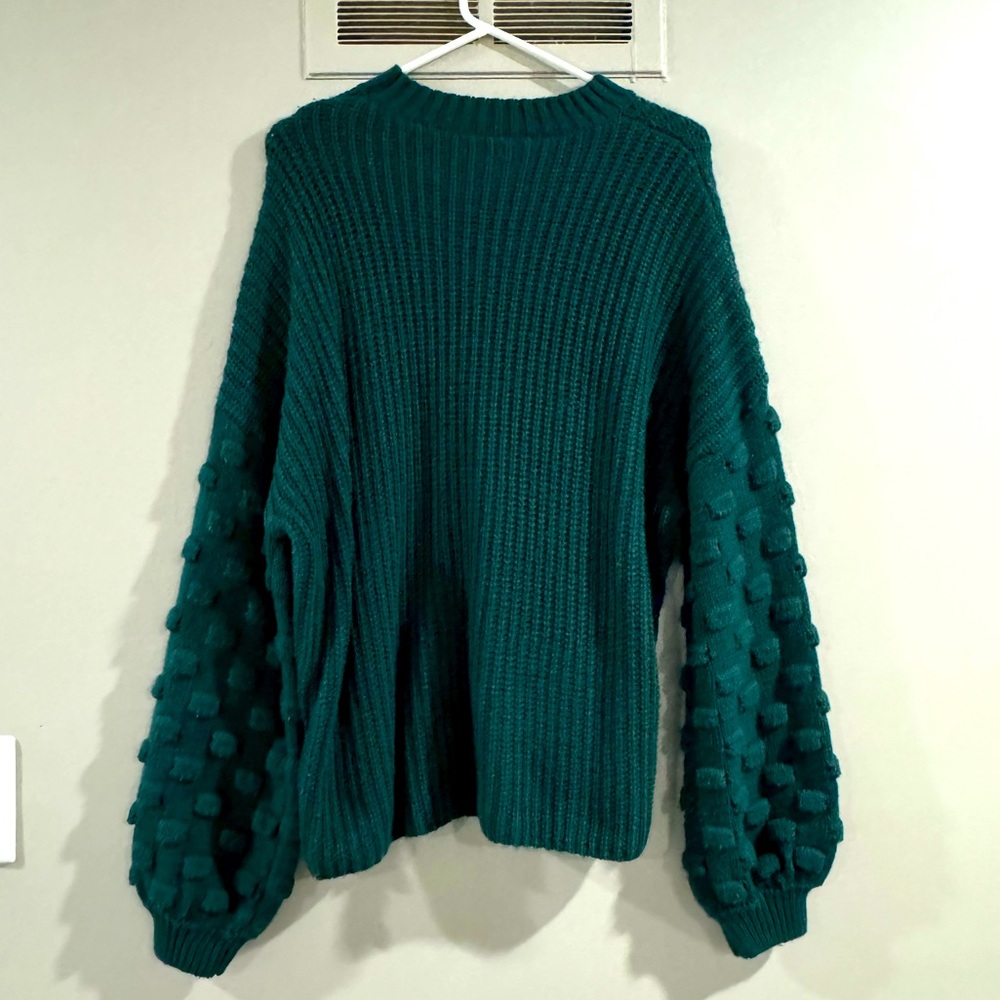 Emerald Textured Sleeve Sweater